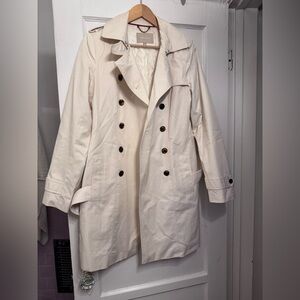 Banana Republic Women's Cream Double-Breasted Trench Coat with Belt